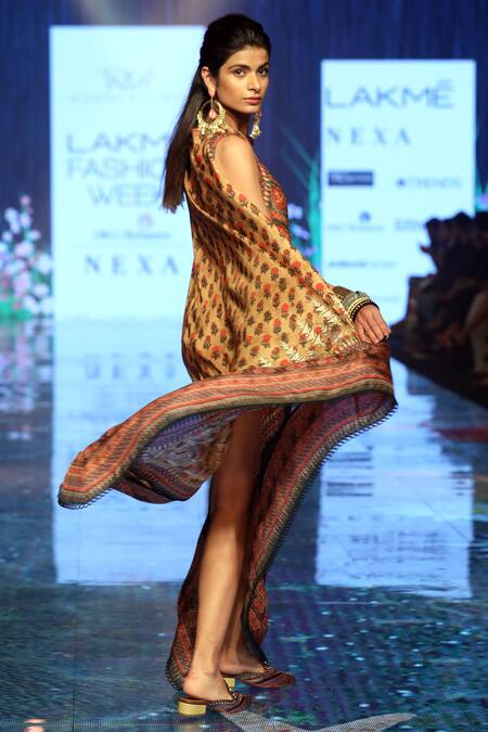 Shop_Rajdeep Ranawat_Multi Color 100% Silk Boat Printed Maxi Dress_Online_at_Aza_Fashions