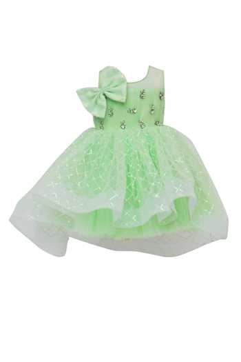 Buy_FAYON KIDS_Green Net Sequins Embellished High-low Dress _Online_at_Aza_Fashions