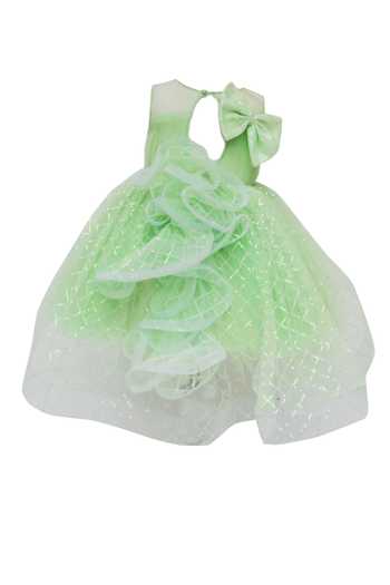 Shop_FAYON KIDS_Green Net Sequins Embellished High-low Dress _Online_at_Aza_Fashions