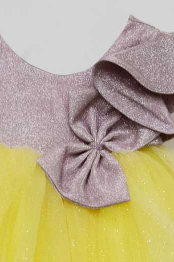 FAYON KIDS Yellow Net Bows, Ruffles Flared Designer Dress With Online at Aza Fashions FAYON KIDS_Yellow Net Bows, Ruffles Flared Designer Dress With _Online_at_Aza_Fashions