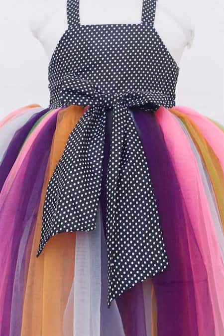Fayon Kids Multi Color Net Bows Flared Gown Online at Aza Fashions Fayon Kids_Multi Color Net Bows Flared Gown _Online_at_Aza_Fashions