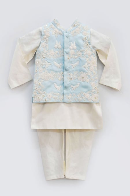 FAYON KIDS Embroidered Nehru Jacket & Kurta Set 