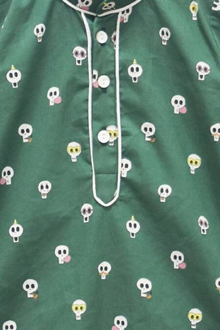 Fayon Kids Green , Satin Printed Kurta Set Online at Aza Fashions Fayon Kids_Green , Satin Printed Kurta Set _Online_at_Aza_Fashions