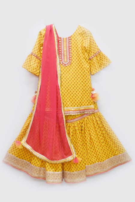 FAYON KIDS Printed Kurta & Sharara Pant Set 