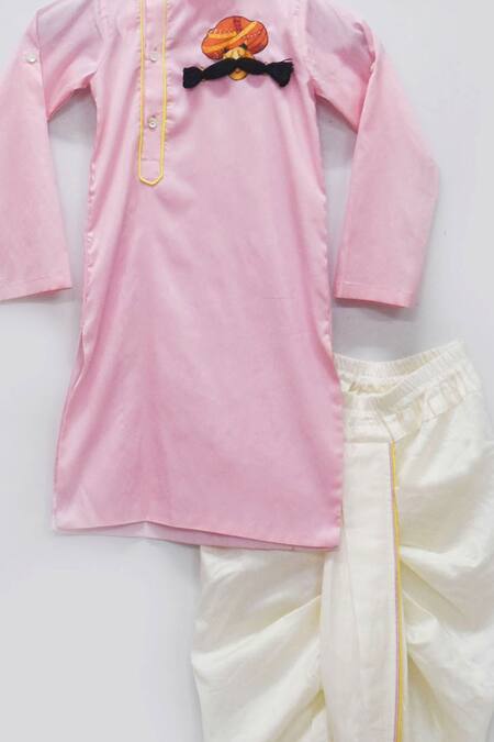 Buy Fayon Kids Pink Cotton, Silk Printed Kurta And Dhoti Pant Set Online at Aza Fashions Buy_Fayon Kids_Pink Cotton, Silk Printed Kurta And Dhoti Pant Set _Online_at_Aza_Fashions
