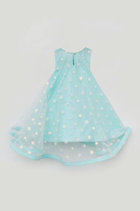 Buy_Fayon Kids_Blue Net Embroidery Embellished Dress _Online_at_Aza_Fashions