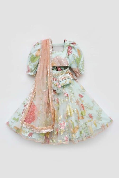 Fayon Kids Blue Net Embroidery, Sequins Lehenga Set Online at Aza Fashions Fayon Kids_Blue Net Embroidery, Sequins Lehenga Set _Online_at_Aza_Fashions