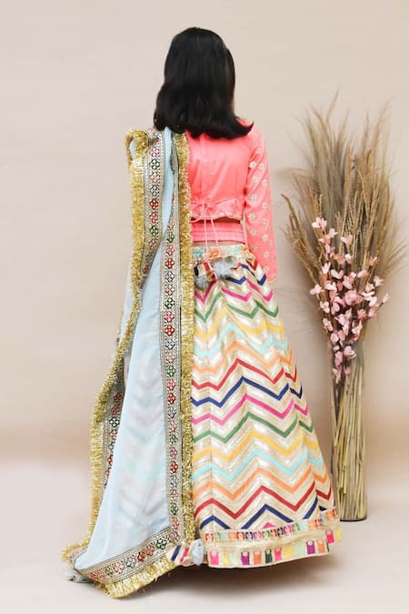 Fayon Kids Organza Embroidered Lehenga Set