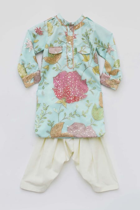 FAYON KIDS Cotton Silk Kurta With Salwar 