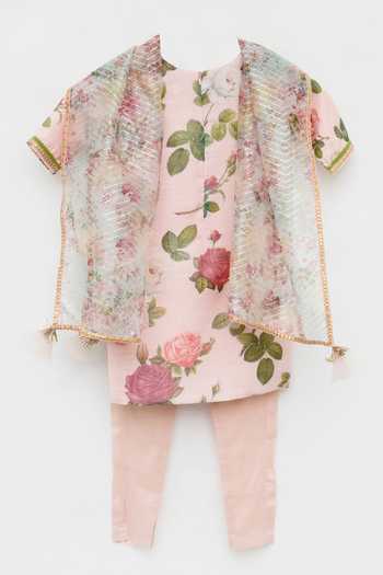 FAYON KIDS Cotton Silk Kurta Pant Set 