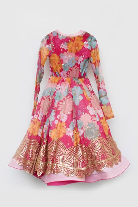 Fayon Kids Cotton Silk Jacket Lehenga Set