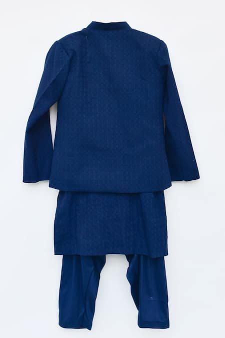 Fayon Kids Cotton Silk Embroidered Bandhgala & Kurta Set 