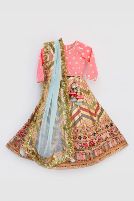 Fayon Kids Striped Lehenga Set 