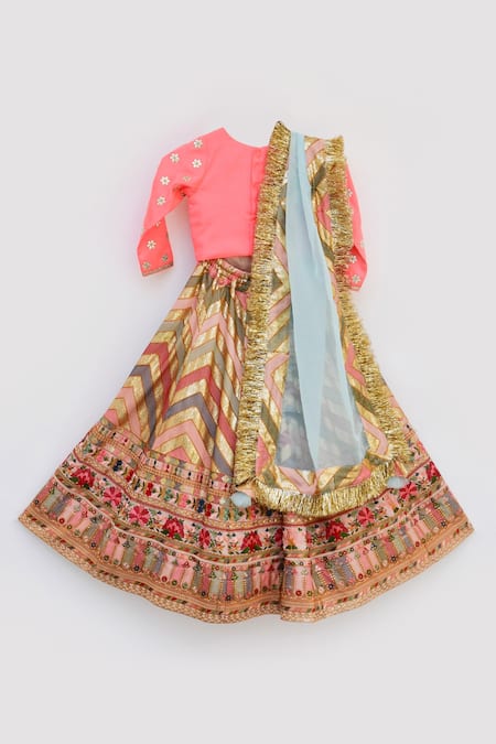 Fayon Kids Striped Lehenga Set 