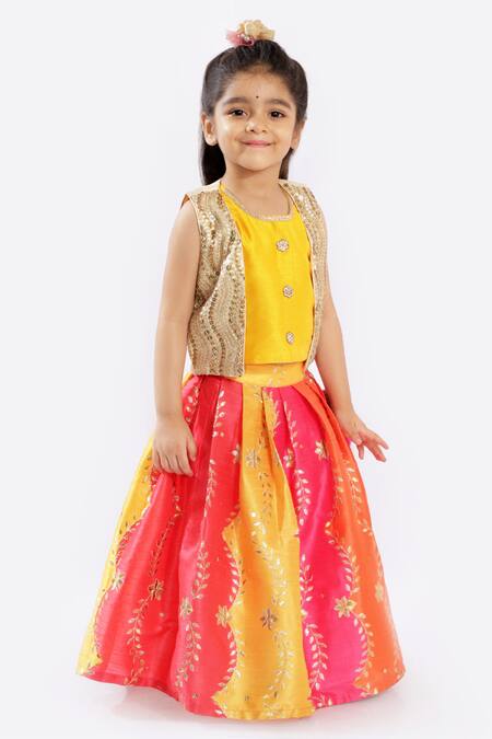 Free Sparrow Yellow Cotton, Silk Embroidery Jacket And Lehenga Set Online at Aza Fashions Free Sparrow_Yellow Cotton, Silk Embroidery Jacket And Lehenga Set_Online_at_Aza_Fashions