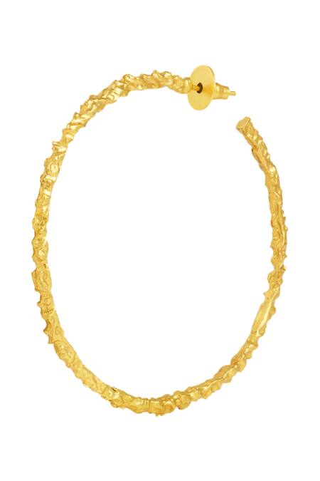 Flower Child By Shaheen Abbas_Gold Plated Hammered Hoops_Online_at_Aza_Fashions