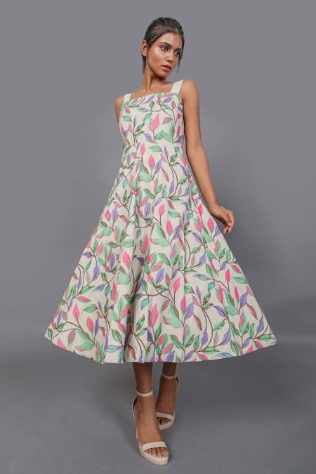 Couché By Anandini Bias Quad Floral Embroidered Dress 