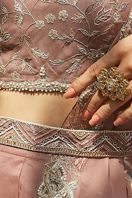 Radhika & Raghav_Brown Organza And Tulle Embroidery Sequin Square Neck Cape Sharara Set _at_Aza_Fashions