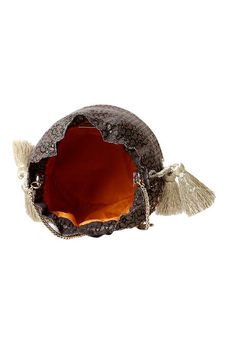 Buy_RI.Ritu Kumar_Black Beads Embellished Bucket Bag_Online_at_Aza_Fashions