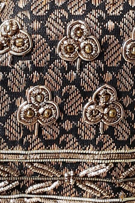 Shop_RI.Ritu Kumar_Black Beads Embellished Bucket Bag_Online_at_Aza_Fashions