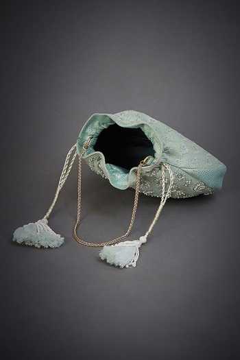 Buy_RI.Ritu Kumar_Blue Embroidery, Beads Brocade Potli Bag_Online_at_Aza_Fashions