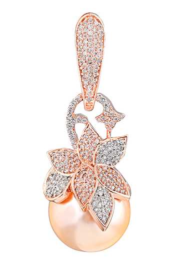 Shop_Curio Cottage_Gold Plated Cubic Zirconia And Pearl Drop Earrings_Online_at_Aza_Fashions