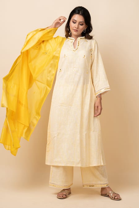 Kalakaari By Sagarika Cotton Striped Kurta Set 