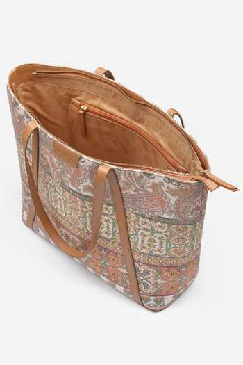 Buy_Ritu Kumar, Ri.Ritu Kumar, aarke Ritu Kumar_Brown Palwal Printed Tote Bag_Online_at_Aza_Fashions