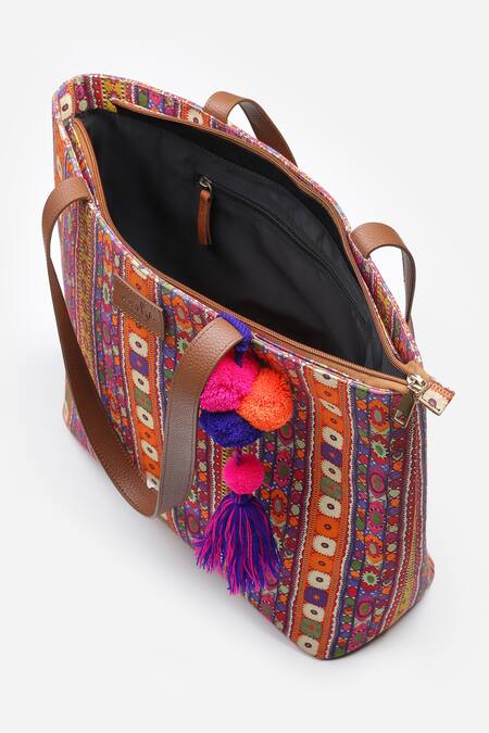 Buy Multi Color Printed Tote Bag by Aarke Ritu Kumar Online at Aza