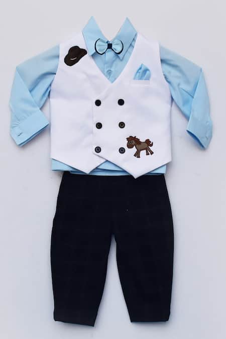 FAYON KIDS Blue Suiting Printed Pant Set