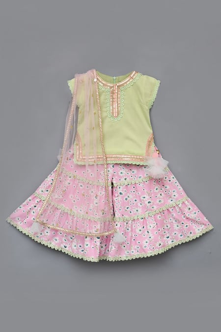FAYON KIDS Embroidered Kurta Sharara Set 