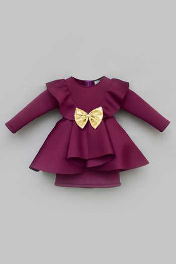 FAYON KIDS  Bow Embellished Layered Dress 