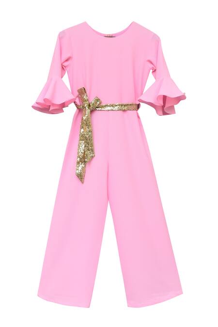 Buy ShopperTree Pure Cotton Cold Shoulder Half Sleeves Floral Printed Jumpsuit  Pink for Girls (9-10Years) Online in India, Shop at FirstCry.com - 13672899