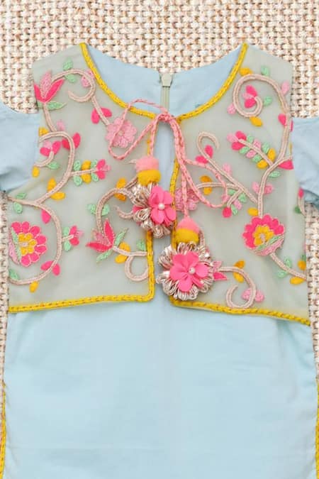 Buy Fayon Kids Blue Cotton Tassels, Embroidery Kurta Set Online at Aza Fashions Buy_Fayon Kids_Blue Cotton Tassels, Embroidery Kurta Set _Online_at_Aza_Fashions