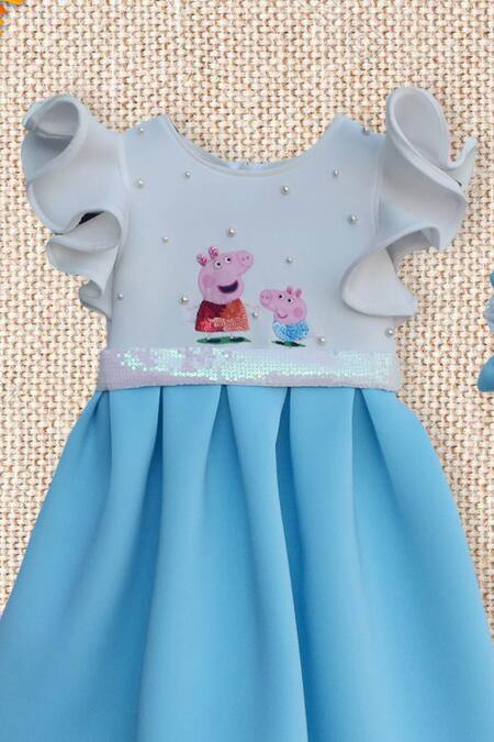 Fayon Kids_White Cotton, Lycra Sequins Peppa Pig Dress _Online_at_Aza_Fashions