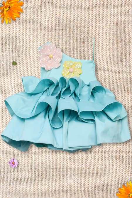FAYON KIDS One Shoulder Embroidered Dress 