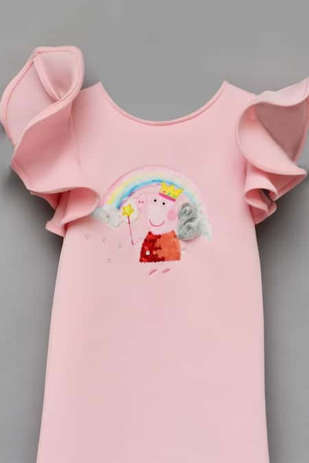 Fayon Kids_Pink Lycra Applique Dress _Online_at_Aza_Fashions