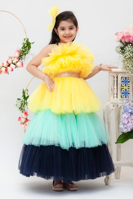 Buy Aarika Kids Pink & Yellow Printed Gown for Girls Clothing Online @ Tata  CLiQ