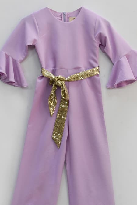 Fayon Kids_Purple Georgette, Cotton Jumpsuit _Online_at_Aza_Fashions