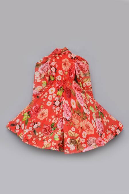 Buy Fayon Kids Red Cotton, Georgette Printed Flared Gown Online at Aza Fashions Buy_Fayon Kids_Red Cotton, Georgette Printed Flared Gown _Online_at_Aza_Fashions