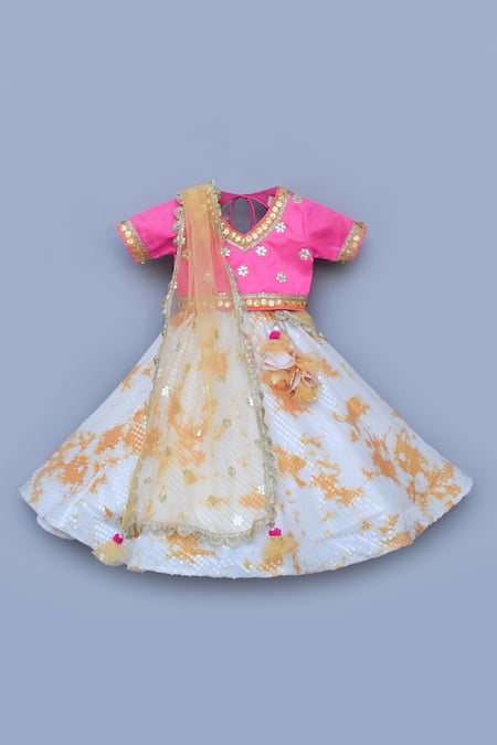 Shop Fayon Kids White Cotton, Silk, Chiffon Tassels, Embroidery Embellished Lehenga Set Online at Aza Fashions Shop_Fayon Kids_White Cotton, Silk, Chiffon Tassels, Embroidery Embellished Lehenga Set _Online_at_Aza_Fashions