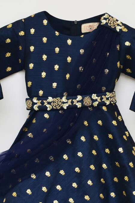 Fayon Kids Blue Silk, Cotton Embroidery Anarkali Online at Aza Fashions Fayon Kids_Blue Silk, Cotton Embroidery Anarkali _Online_at_Aza_Fashions