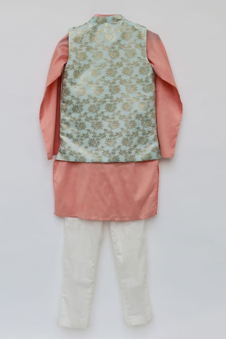 Fayon Kids Floral Motif Chanderi Kurta Set