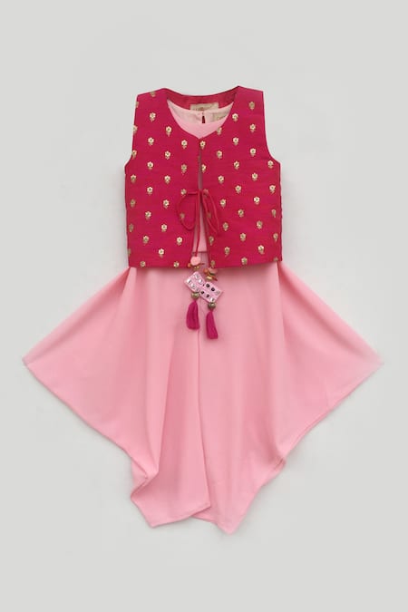 FAYON KIDS Embroidered Jacket & Dhoti Pant Set 