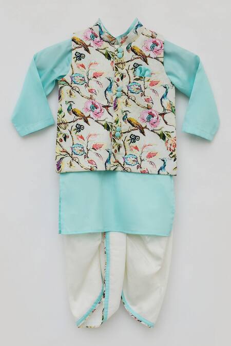FAYON KIDS Floral Printed Bundi & Kurta Set 