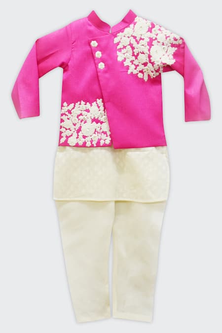 FAYON KIDS Silk Jacket & Kurta Set 