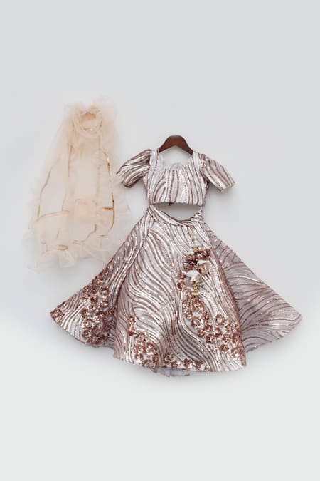 Fayon Kids Peach Net, Organza Sequins, Embroidery Lehenga Set Online at Aza Fashions Fayon Kids_Peach Net, Organza Sequins, Embroidery Lehenga Set _Online_at_Aza_Fashions