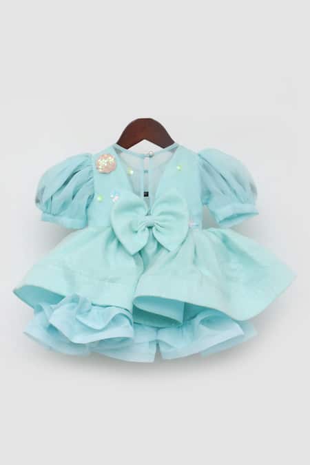 Buy_Fayon Kids_Blue Organza Sequins Embroidered Dress _Online_at_Aza_Fashions