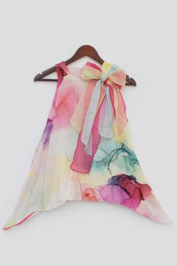 FAYON KIDS_Multi Color Cotton, Silk Printed Dress _Online_at_Aza_Fashions