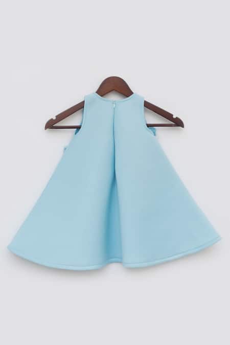 Buy_Fayon Kids_Blue Lycra A-line Frill Dress _Online_at_Aza_Fashions